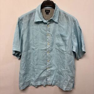 Neiman Marcus Men Short Sleeve 100% Linen Button Shirt Top Size Large D026 -27